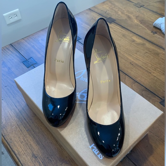 NEW Christian Louboutin Simple Pump 100mm Black Patent - Picture 2 of 6
